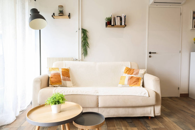 Séjour climatisé avec canapé convertible confort